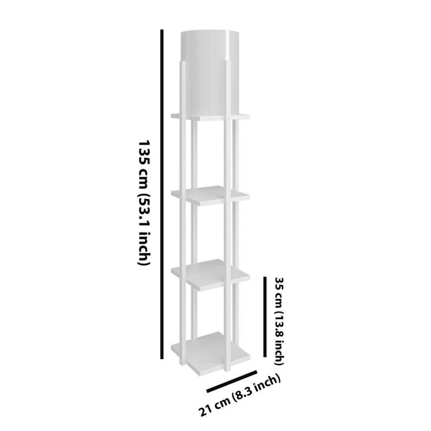 Candeeiro de pé com prateleiras NORA 1xE27/40W/230V branco