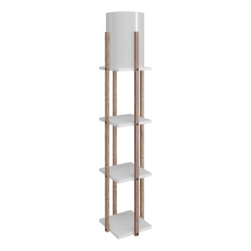 Candeeiro de pé com prateleiras NORA 1xE27/40W/230V castanho/branco