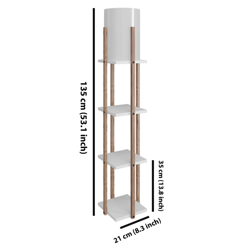 Candeeiro de pé com prateleiras NORA 1xE27/40W/230V castanho/branco