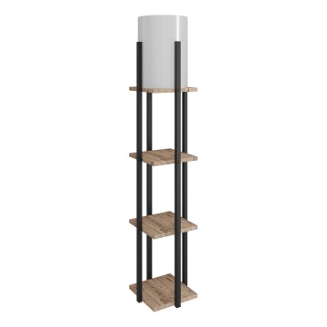 Candeeiro de pé com prateleiras NORA 1xE27/40W/230V preto/castanho