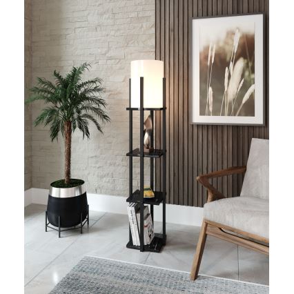 Candeeiro de pé com prateleiras NORA 1xE27/40W/230V preto