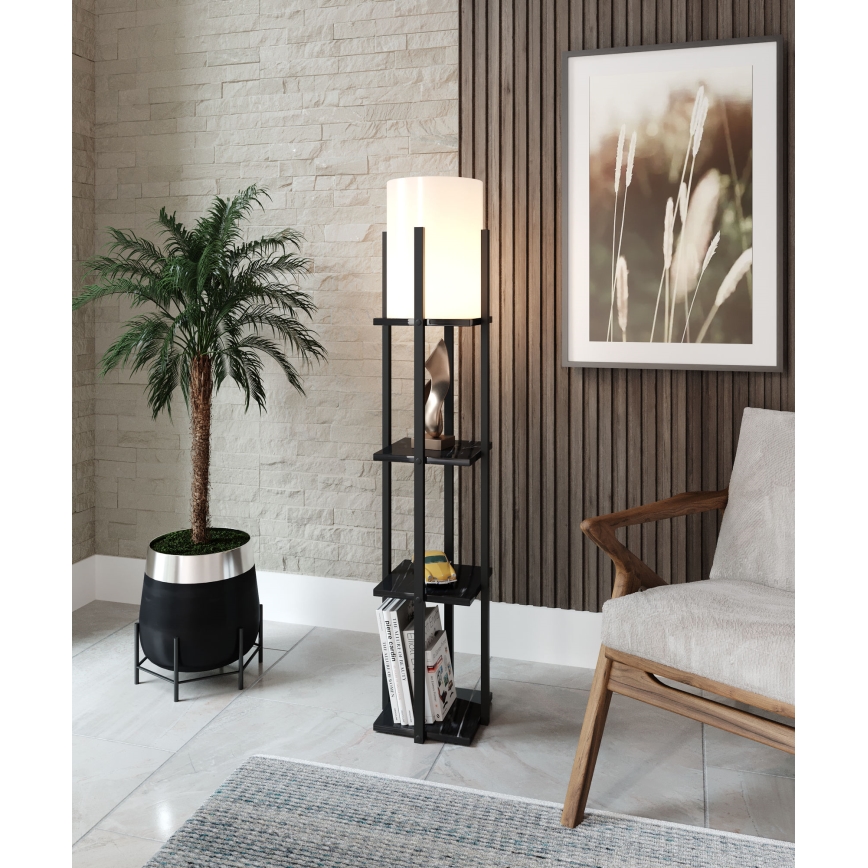 Candeeiro de pé com prateleiras NORA 1xE27/40W/230V preto