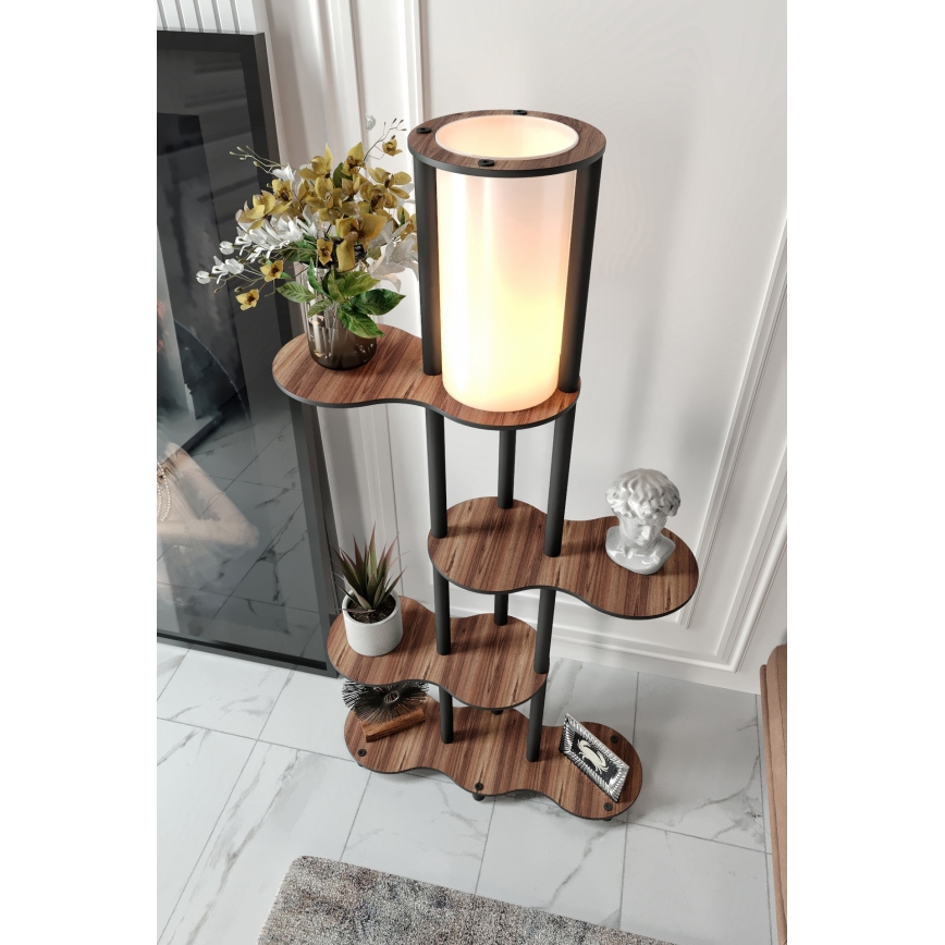 Candeeiro de pé com prateleiras NOTO 1xE27/40W/230V castanho/preto