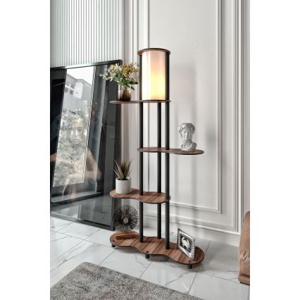 Candeeiro de pé com prateleiras NOTO 1xE27/40W/230V castanho/preto