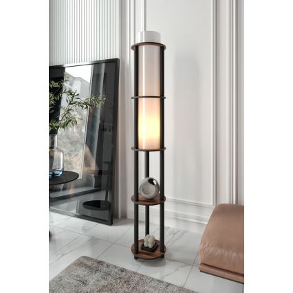 Candeeiro de pé com prateleiras NOTO 1xE27/40W/230V castanho/preto