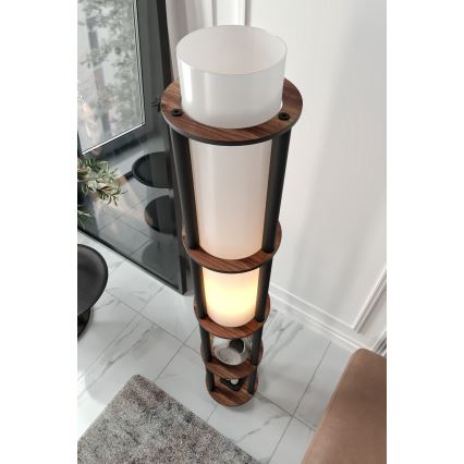 Candeeiro de pé com prateleiras NOTO 1xE27/40W/230V castanho/preto