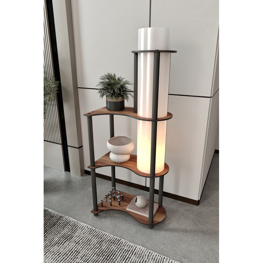 Candeeiro de pé com prateleiras NOTO 1xE27/40W/230V castanho/preto