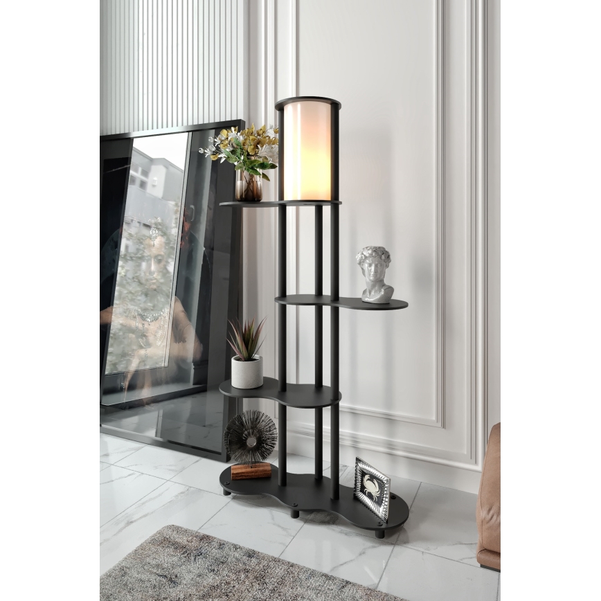Candeeiro de pé com prateleiras NOTO 1xE27/40W/230V, preto