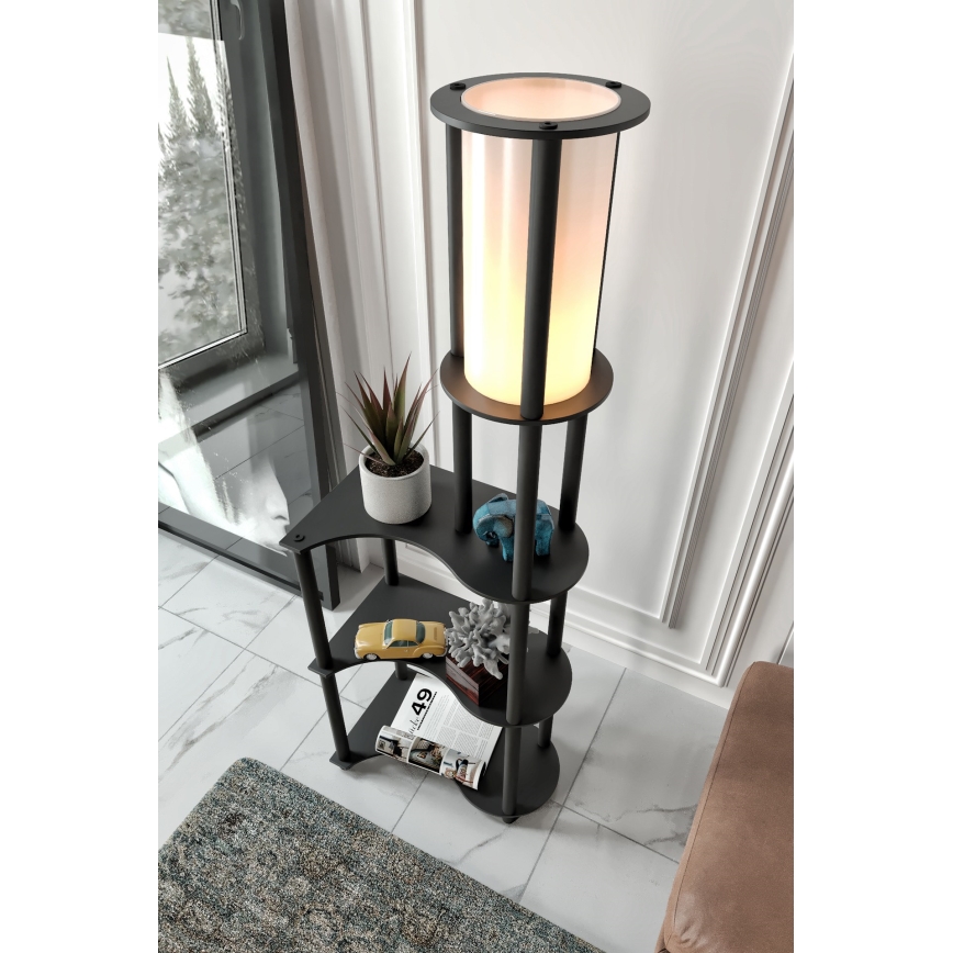 Candeeiro de pé com prateleiras NOTO 1xE27/40W/230V preto