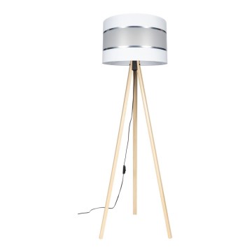 Candeeiro de pé CORAL 1xE27/60W/230V bege/branco/cromado fosco