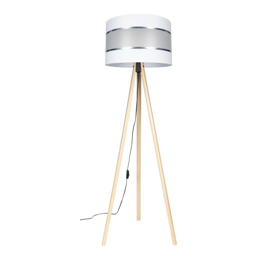 Candeeiro de pé CORAL 1xE27/60W/230V bege/branco/cromado fosco