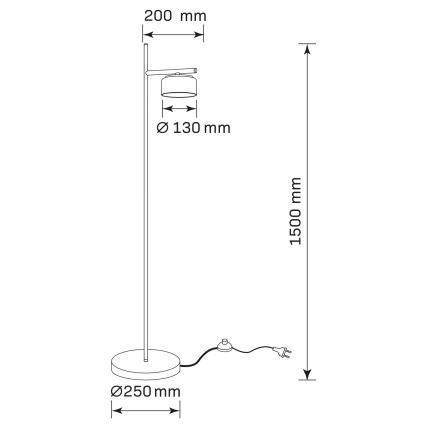 Candeeiro de pé LED OFELIA 1xGX53/6W/230V preto/fumado