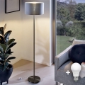 Candeeiro de pé LED TUNJA 1xE27/20W/230V diâmetro 30 cm preto/cinzento