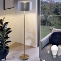 Candeeiro de pé LED TUNJA 1xE27/20W/230V Ø 30 cm dourado/cinzento