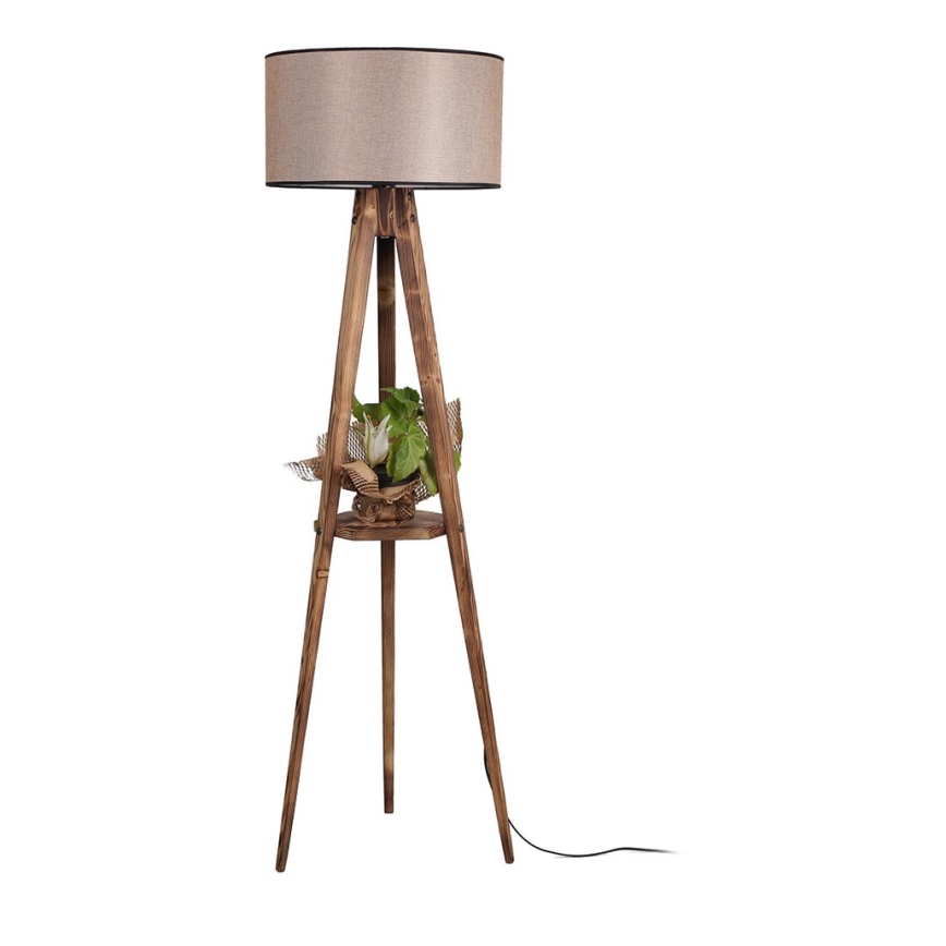 Candeeiro de pé TRIPÉ 1xE27/60W/230V bege/marrom