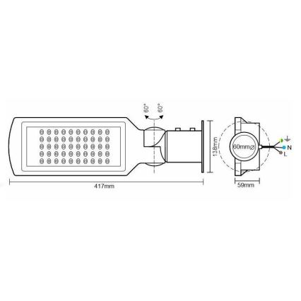 Candeeiro de rua LED com um sensor LED/50W/170-400V IP65