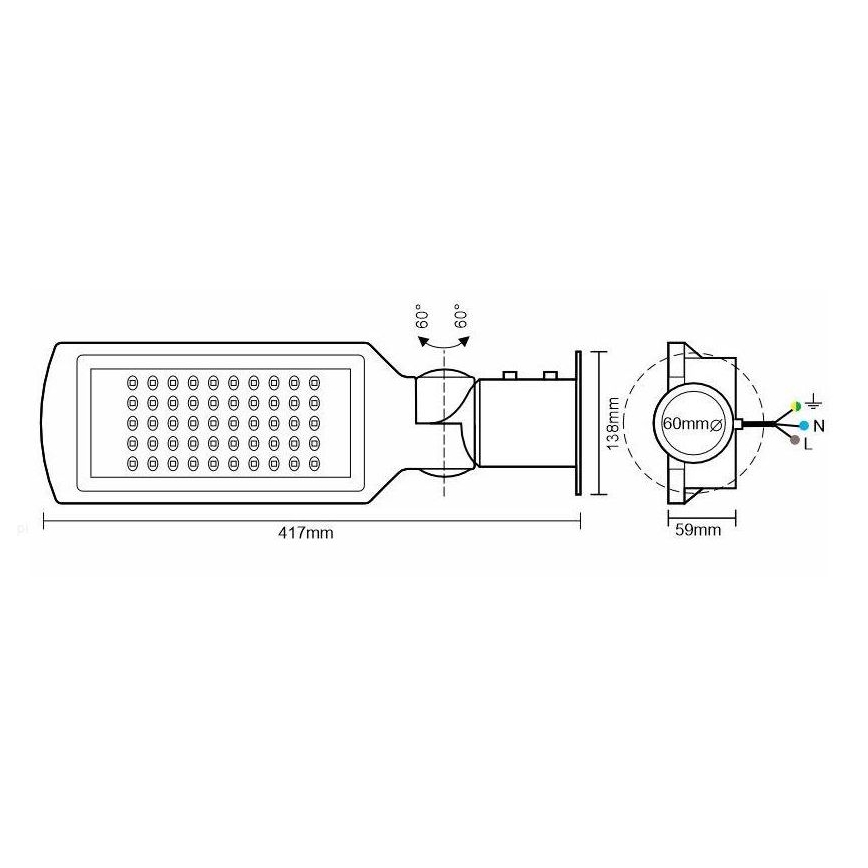 Candeeiro de rua LED com um sensor LED/50W/170-400V IP65