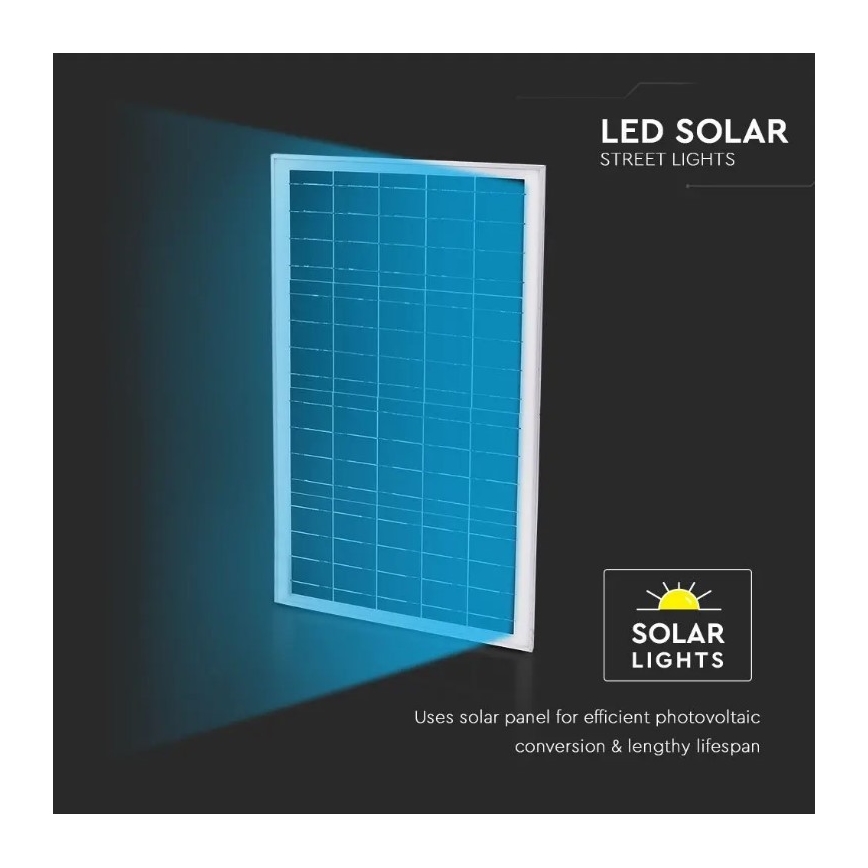 Candeeiro de rua solar LED com regulação LED/50W/6,4V 4000K IP65 + controlo remoto