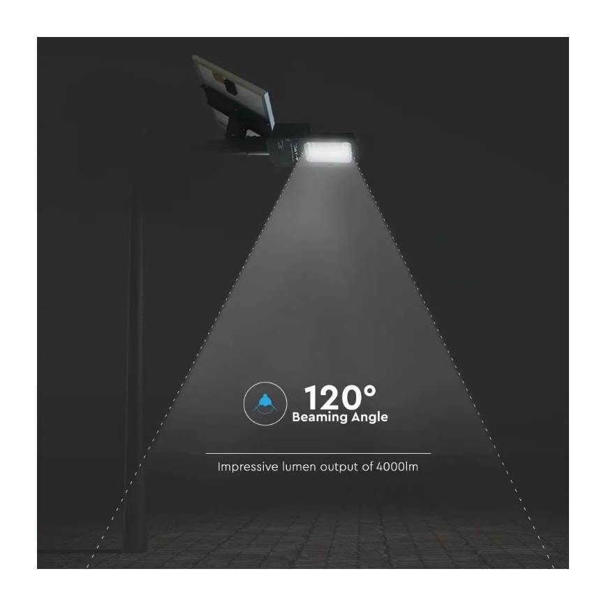 Candeeiro de rua solar LED com regulação LED/50W/6,4V 4000K IP65 + controlo remoto