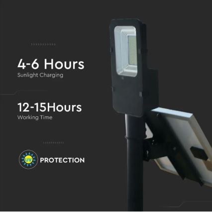 Candeeiro de rua solar LED com regulação LED/50W/6,4V 4000K IP65 + controlo remoto