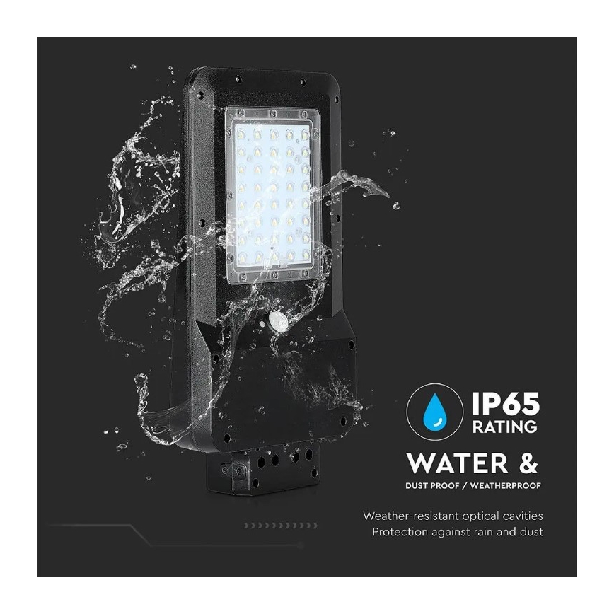 Candeeiro de rua solar LED com sensor LED/15W/7,4V 6000K IP65