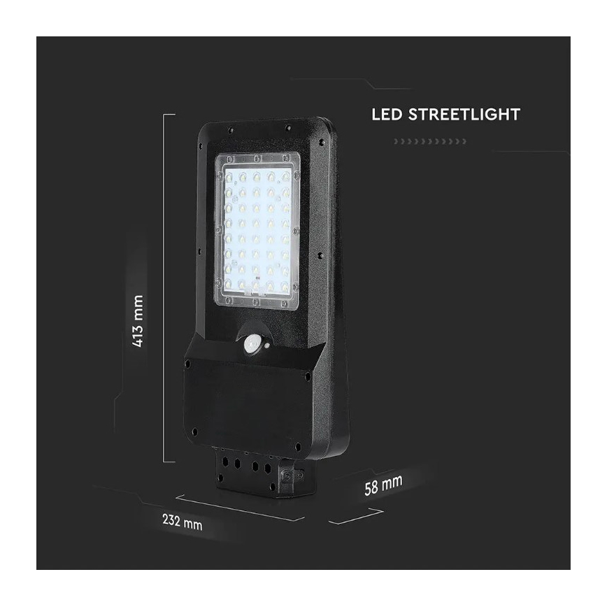 Candeeiro de rua solar LED com sensor LED/15W/7,4V 6000K IP65