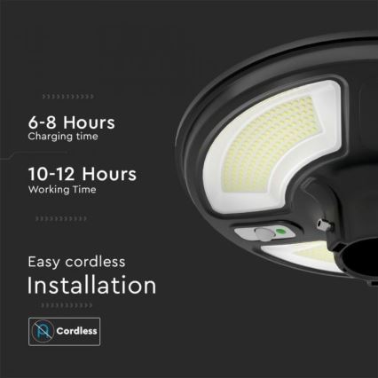 Candeeiro de rua solar LED com um sensor LED/10W/3,2V IP65 4000K + controlo remoto