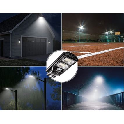 Candeeiro de rua LED solar regulável com sensor LED/120W/6V 6500K IP65 preto + comando