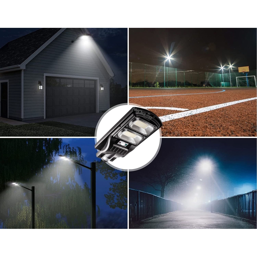 Candeeiro de rua LED solar regulável com sensor LED/120W/6V 6500K IP65 preto + comando