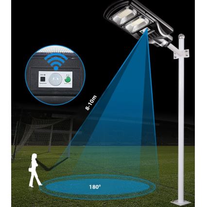 Candeeiro de rua LED solar regulável com sensor LED/120W/6V 6500K IP65 preto + comando