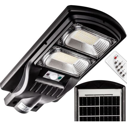 Candeeiro de rua LED solar regulável com sensor LED/120W/6V 6500K IP65 preto + comando