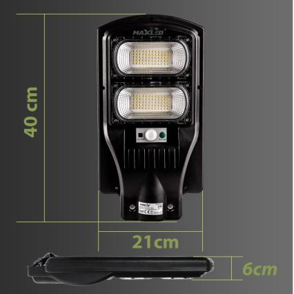 Candeeiro de rua LED solar regulável com sensor LED/120W/6V 6500K IP65 preto + comando