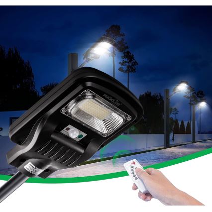 Candeeiro de rua LED solar regulável com sensor LED/150W/6V 6500K IP65 preto + comando