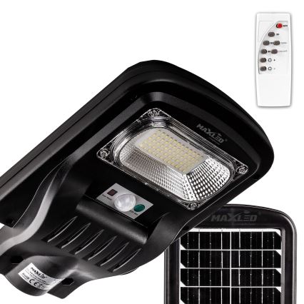 Candeeiro de rua LED solar regulável com sensor LED/150W/6V 6500K IP65 preto + comando
