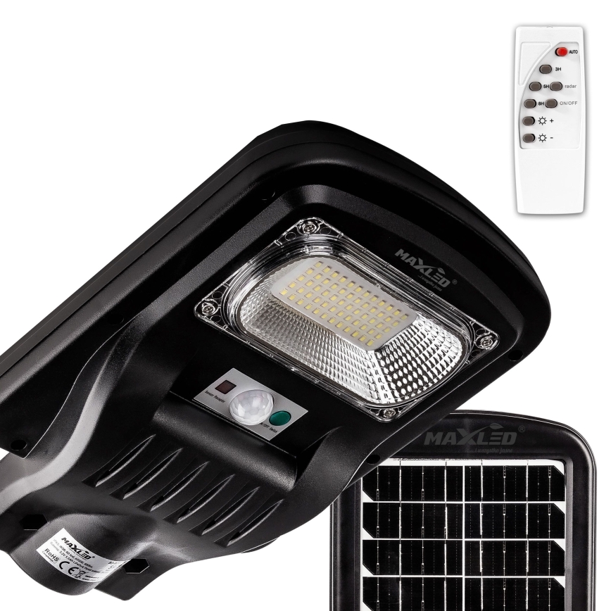 Candeeiro de rua LED solar regulável com sensor LED/150W/6V 6500K IP65 preto + comando