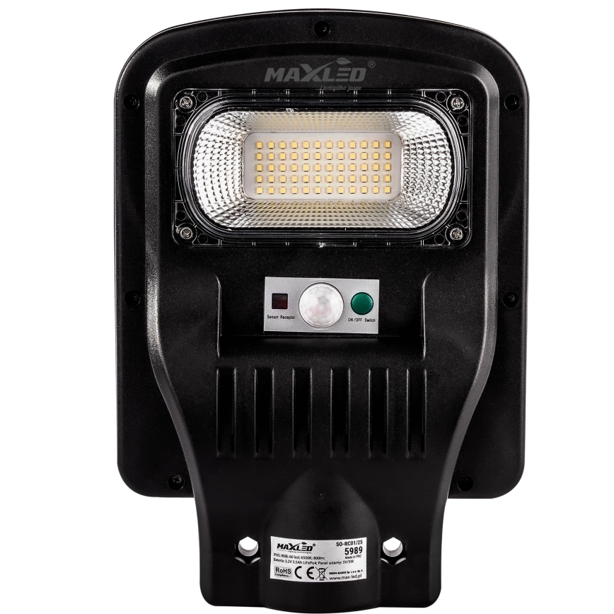 Candeeiro de rua LED solar regulável com sensor LED/150W/6V 6500K IP65 preto + comando