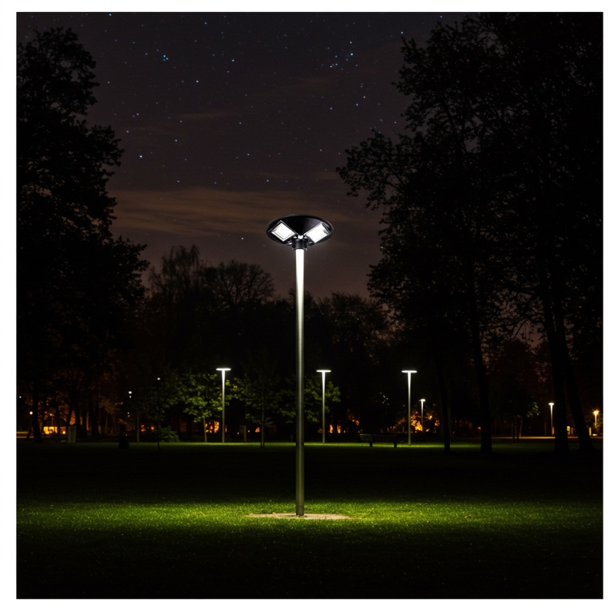 Candeeiro de rua solar LED regulável com sensor LED/15W/6V 11000 mAh 6500K IP65 preto + comando