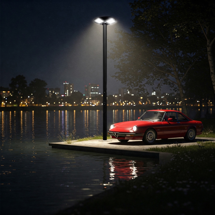 Candeeiro de rua solar LED regulável com sensor LED/15W/6V 11000 mAh 6500K IP65 preto + comando