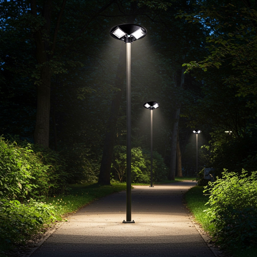 Candeeiro de rua solar LED regulável com sensor LED/15W/6V 11000 mAh 6500K IP65 preto + comando