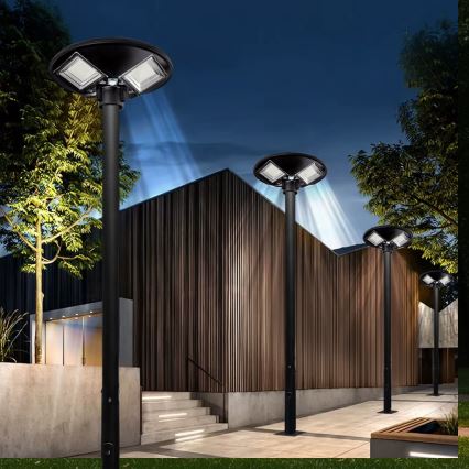 Candeeiro de rua solar LED regulável com sensor LED/15W/6V 11000 mAh 6500K IP65 preto + comando