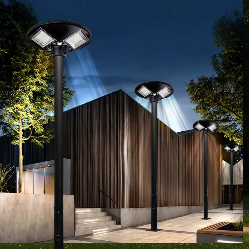 Candeeiro de rua solar LED regulável com sensor LED/15W/6V 11000 mAh 6500K IP65 preto + comando