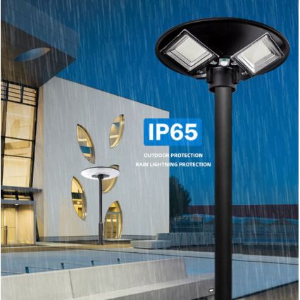 Candeeiro de rua solar LED regulável com sensor LED/15W/6V 11000 mAh 6500K IP65 preto + comando