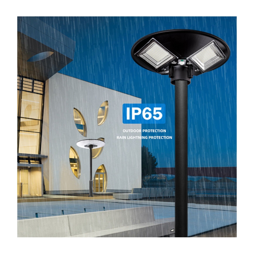 Candeeiro de rua solar LED regulável com sensor LED/15W/6V 11000 mAh 6500K IP65 preto + comando