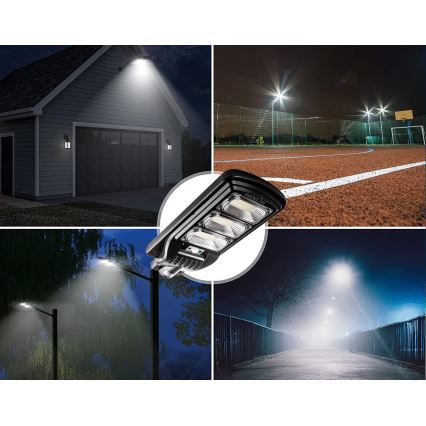 Candeeiro de rua LED solar regulável com sensor LED/180W/6V 6500K IP65 preto + comando