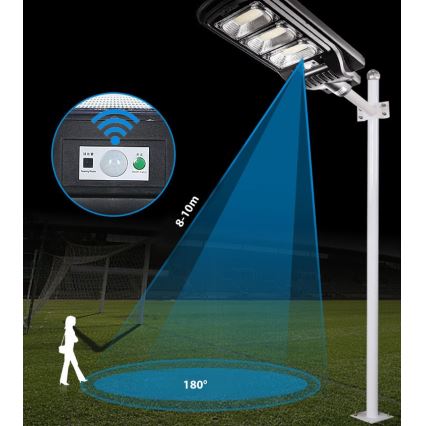 Candeeiro de rua LED solar regulável com sensor LED/180W/6V 6500K IP65 preto + comando
