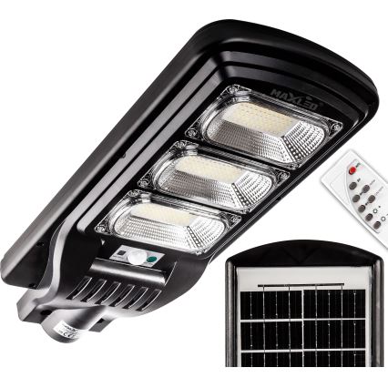 Candeeiro de rua LED solar regulável com sensor LED/180W/6V 6500K IP65 preto + comando