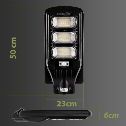 Candeeiro de rua LED solar regulável com sensor LED/180W/6V 6500K IP65 preto + comando