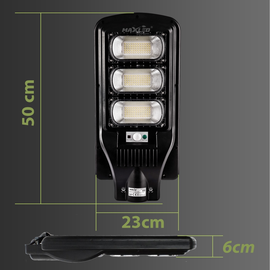 Candeeiro de rua LED solar regulável com sensor LED/180W/6V 6500K IP65 preto + comando