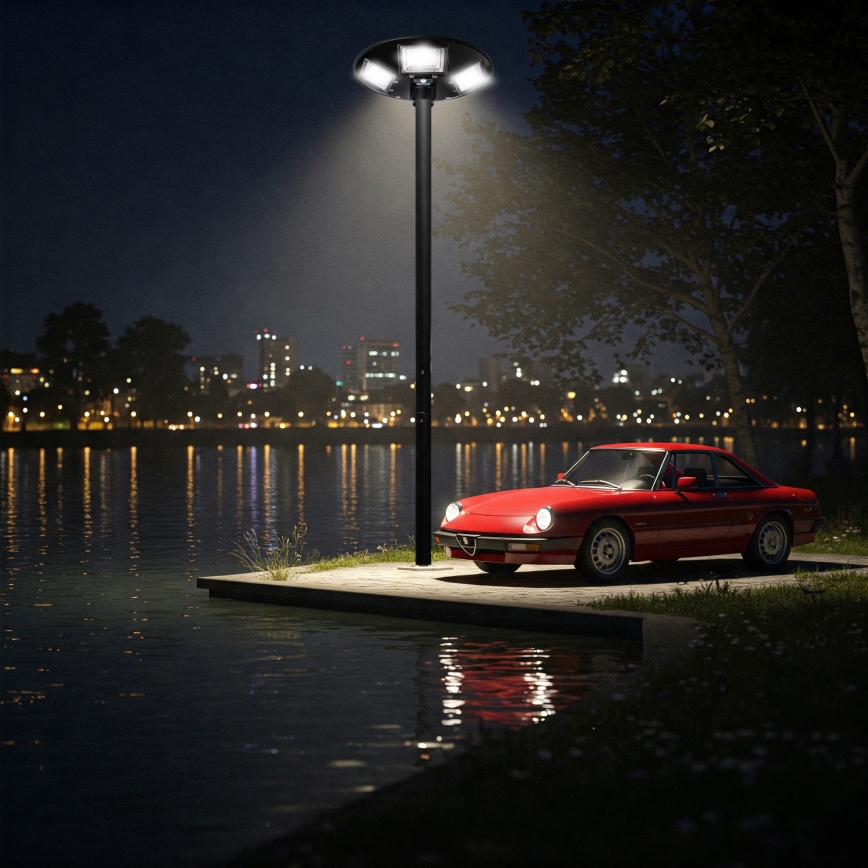 Candeeiro de rua solar LED regulável com sensor LED/22W/6V 18000 mAh 6500K IP65 preto + comando