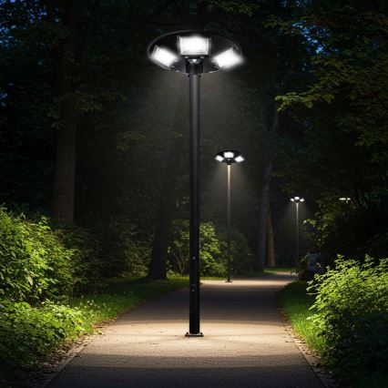 Candeeiro de rua solar LED regulável com sensor LED/22W/6V 18000 mAh 6500K IP65 preto + comando